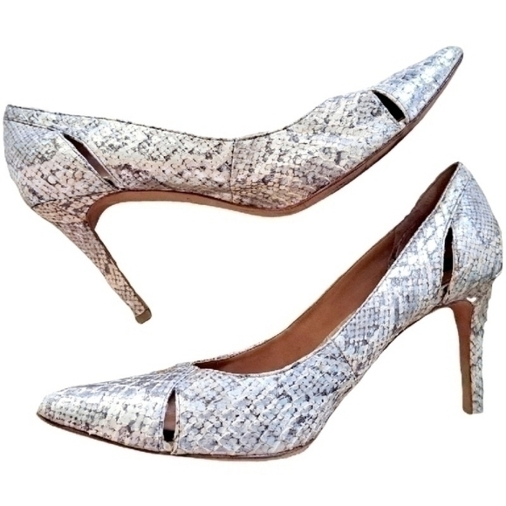 Ann Taylor Pearlescent Python Metallic Leather He… - image 1